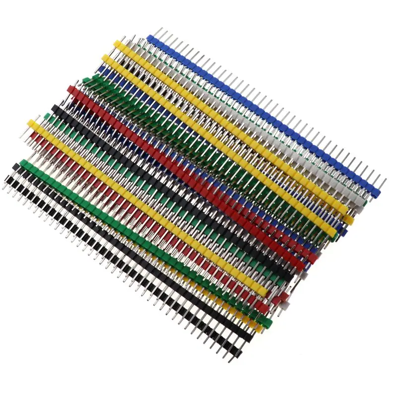 30PCS 40 Pin Breakable Pin Header 2.54mm Single Row Male Header Connector Kit PCB Pin Strip For Arduino Black White Blue Yellow