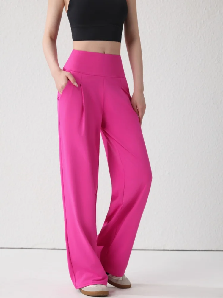 Women's High Quality Pants with Pockets High Waist Stretch Loose Sweatpants Nake-Feeling Sports Leisure Yoga Workout Pants