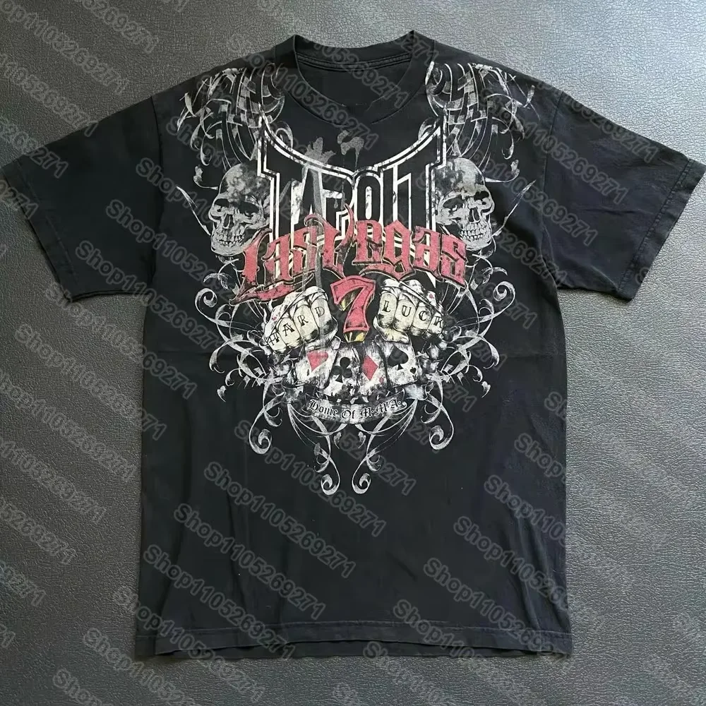 2026 New American Hip Hop Vintage Graphic Print T-shirt Baggy Short Sleeve Tops Unisex Trendy Casual Couple Streetwear