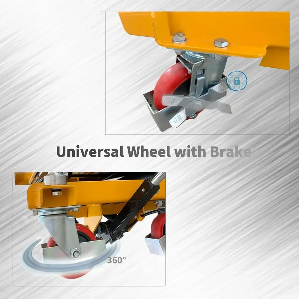 Double Scissor Lift Table Manual Hydraulic Table Cart Simple Operation Elevating Cart for Freight Lifting Heavy Duty Lift Table