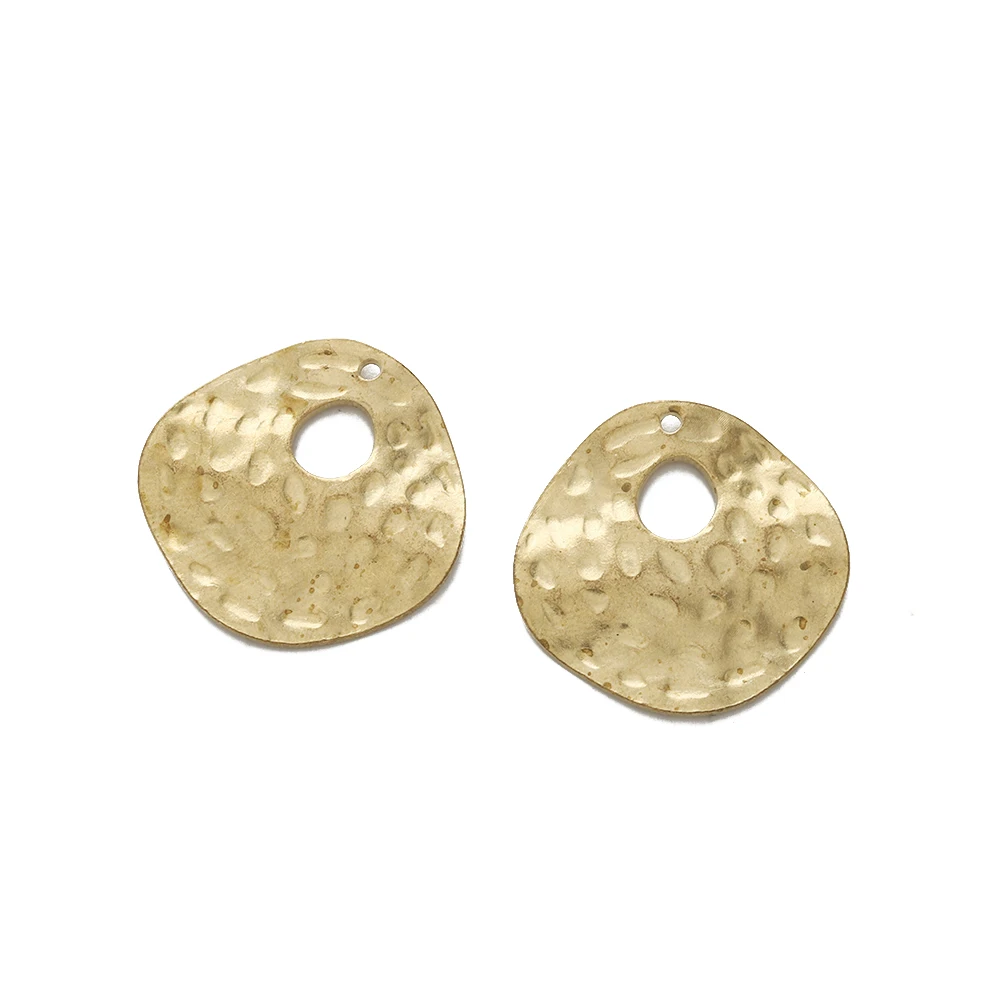 10pcs Raw Brass Irregular Round Shape Hammered Charms Curved Circle Pendant For Simple Jewelry Making Necklace Earrings Supplies