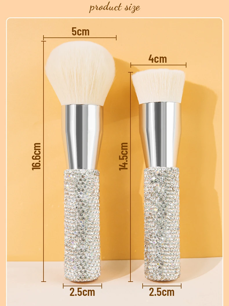 高級感あふれる輝くダイヤモンドメイクブラシセット フラットファンデーションパウダーメイクブラシ ヴィーガン合成メイクツール