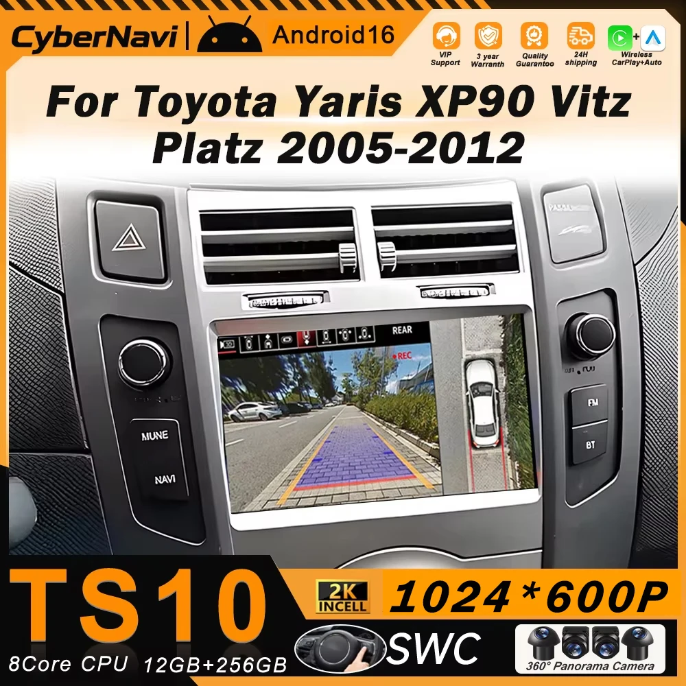Android Car Radio For Toyota Yaris XP90 Vitz Platz 2005-2012 GPS Navigation Stereo CarPlay 2 Din Auto Multimedia 4G WIFI Player