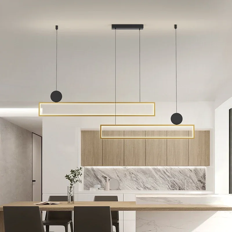 Lustres nordiques à bande minimaliste, lampe et lanternes modernes, ludéviation de personnalité créative pour cuisine et salle à manger