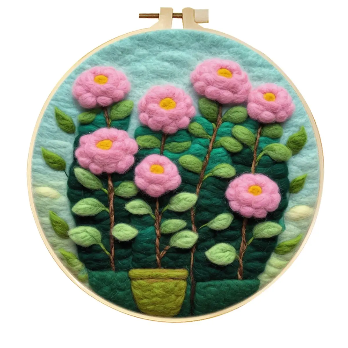 

CHENISTORY Diy Wool Needle Felting Starter Kit Flower Pattern Wool Needle Embroidered Needle Felt Wool Painting Original Gift