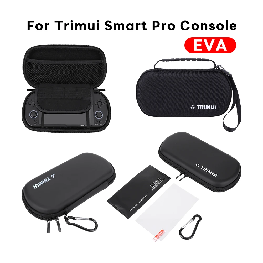 Hard Shell Storage Bag with Tempered Glass Film Portable Hard Travel EVA Case Waterproof Shockproof for Trimui Smart Pro