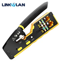 Linkwylan EZ-Type RJ45 Network Crimper - 3-in-1 Crimp/Cut/Strip Lan CAT8/7/6A/6/5E (STP/UTP) & RJ11/12 Tel Modular Cable