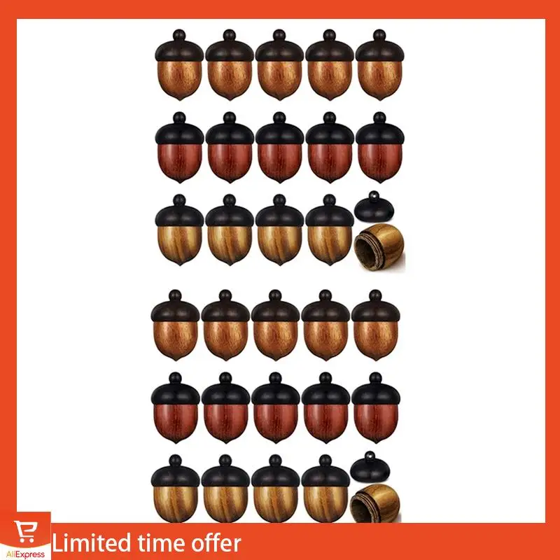 

Fresh 30 Pcs Miniature Wood Acorn Charms Detachable Wooden Acorn Pendant 3 Colors Shaped Wood Acorn Nut Box For Jewelry Making