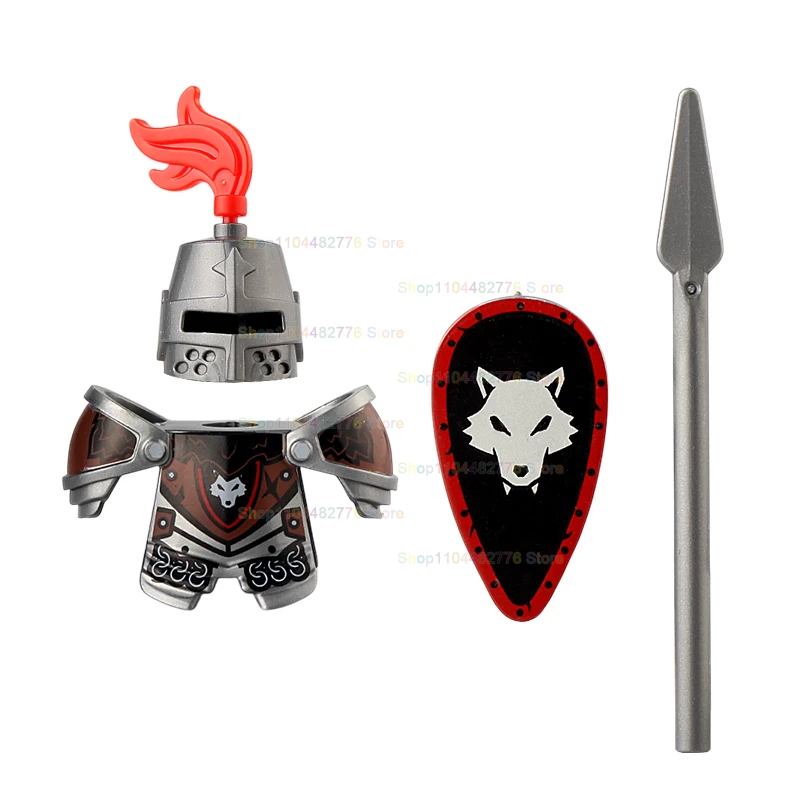 Black Snake Knights MOC Medieval Ancient Crow Wolf Knights Scene Building Block  Models Accessories Children's Toys Gifts VP21