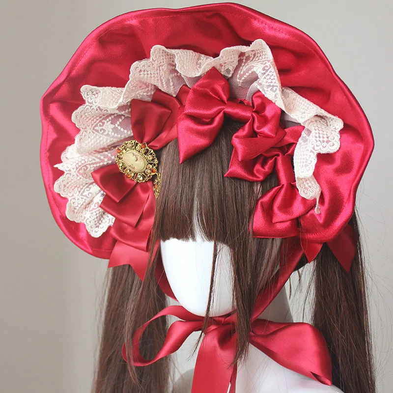 2026 New Vintage Doll‑like Handmade Lolita Bonnet Hat,Sweet BNT Hair Clips Hair Accessories for Tea Party Cosplay Girls Matching