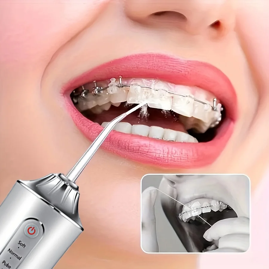 SoftAura USB Charging Oral Irrigator Water Flosser 3 Modes 4 Nozzles Dental Sprayer for Teeth Cleaning Home Travel