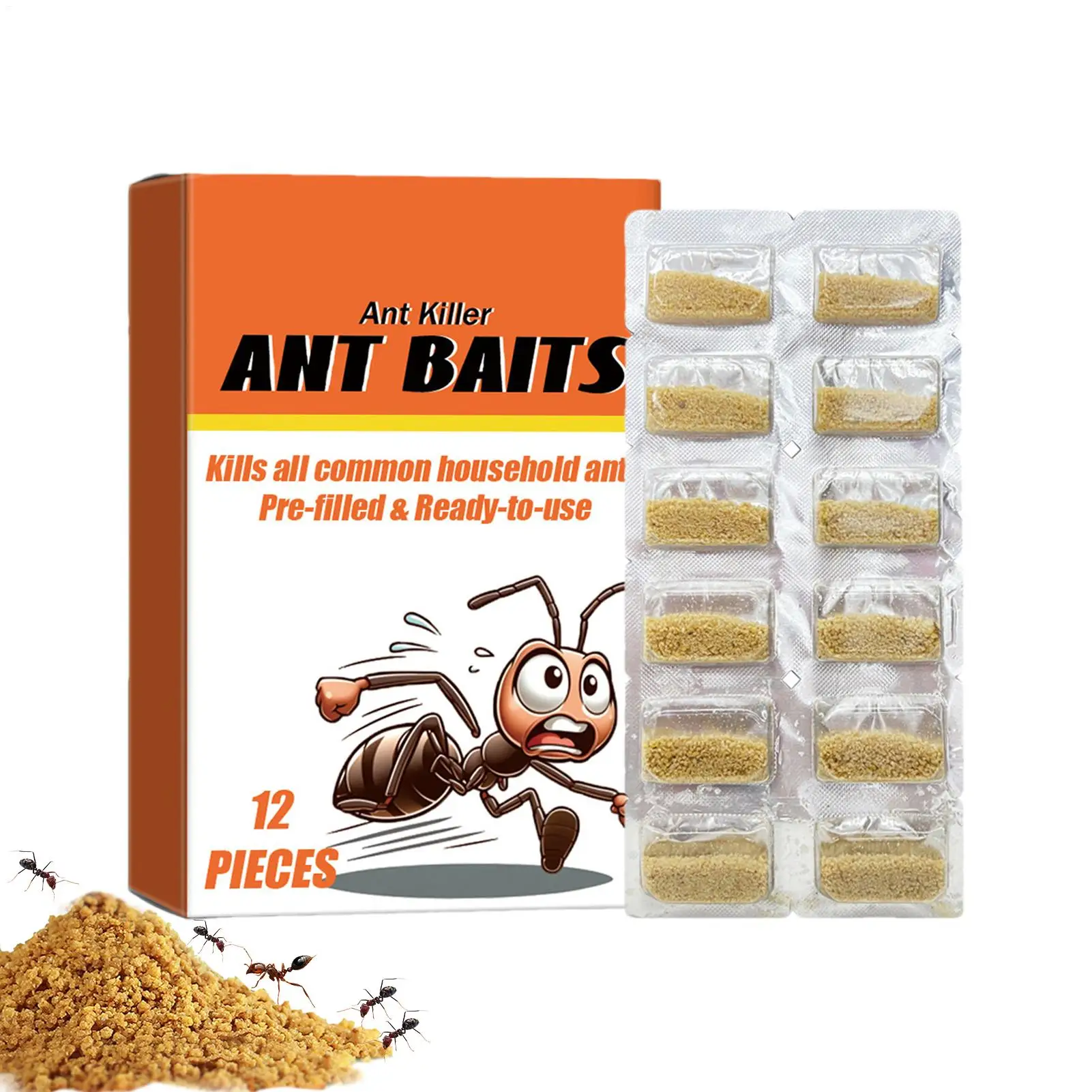 Polvo Anti-Cucarachas, 12 Piezas, Control Efectivo de Cucarachas para Dormitorio, Balcón, Garaje, Interiores, Exteriores, Almacén, Cocina