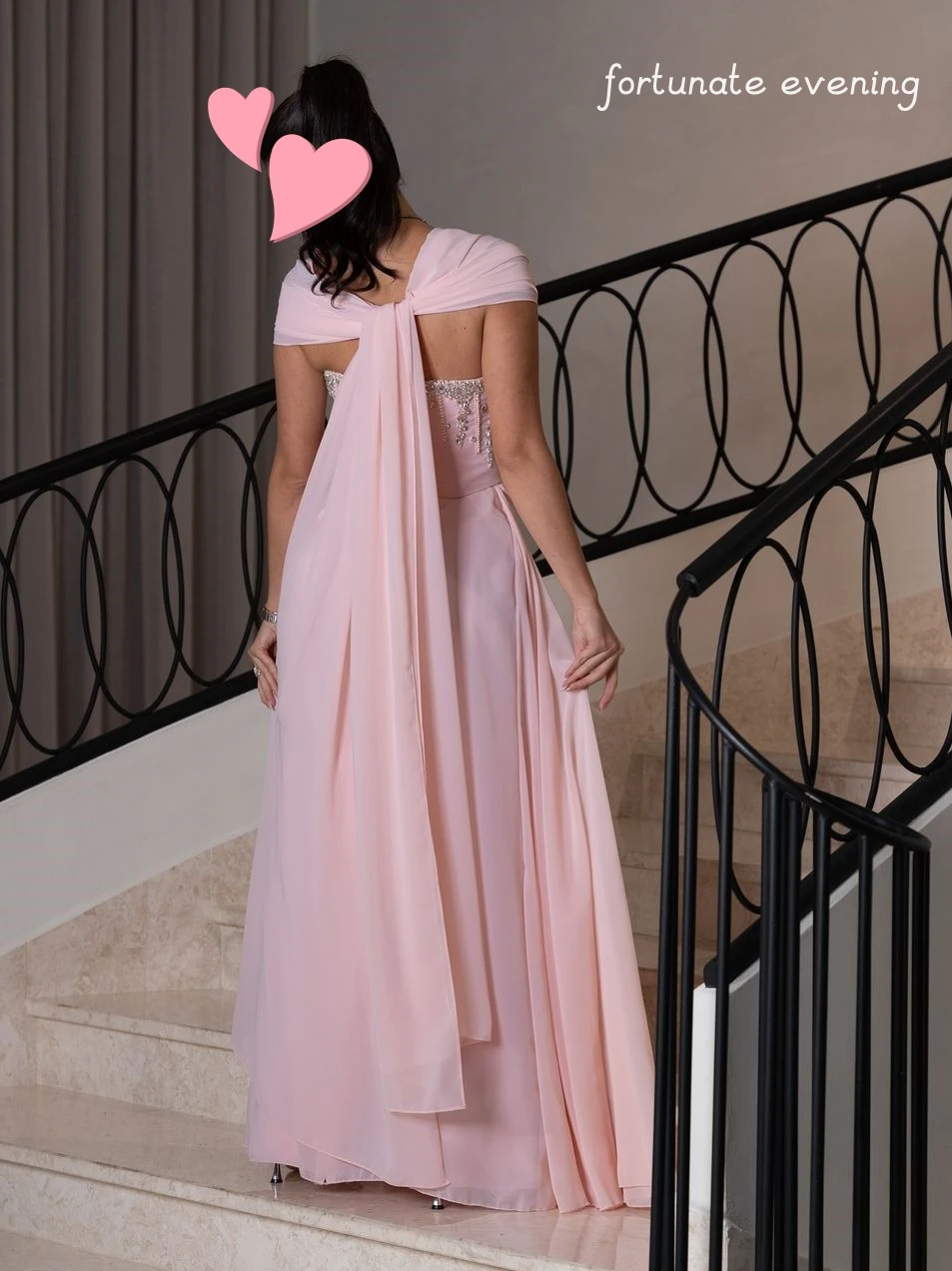 Fortunate Evening Elegant Vintage Sweet Pink Beads Chiffon Mermaid Princess Formal Occasion Prom Dress Evening Party Gowns