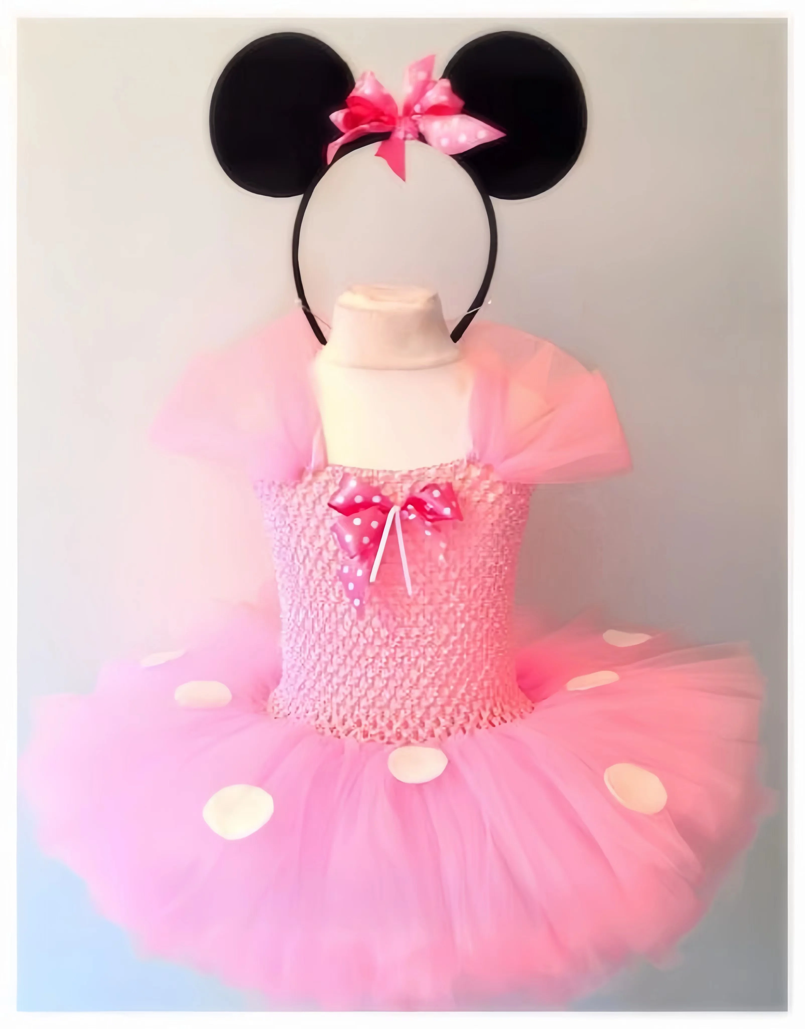 Baby Girls Minnie Tutu Dress Minnie Birthday Party Costume with Mouse Ears Headband Set 3 Color Options Baby Tutu Dresses 0-9Y