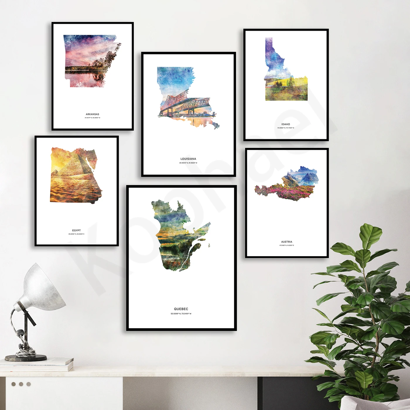 Quebec Oregon Arkansas Louisiana Connecticut Idaho Egypt Cambodia Austria. Cities Travel Map Poster