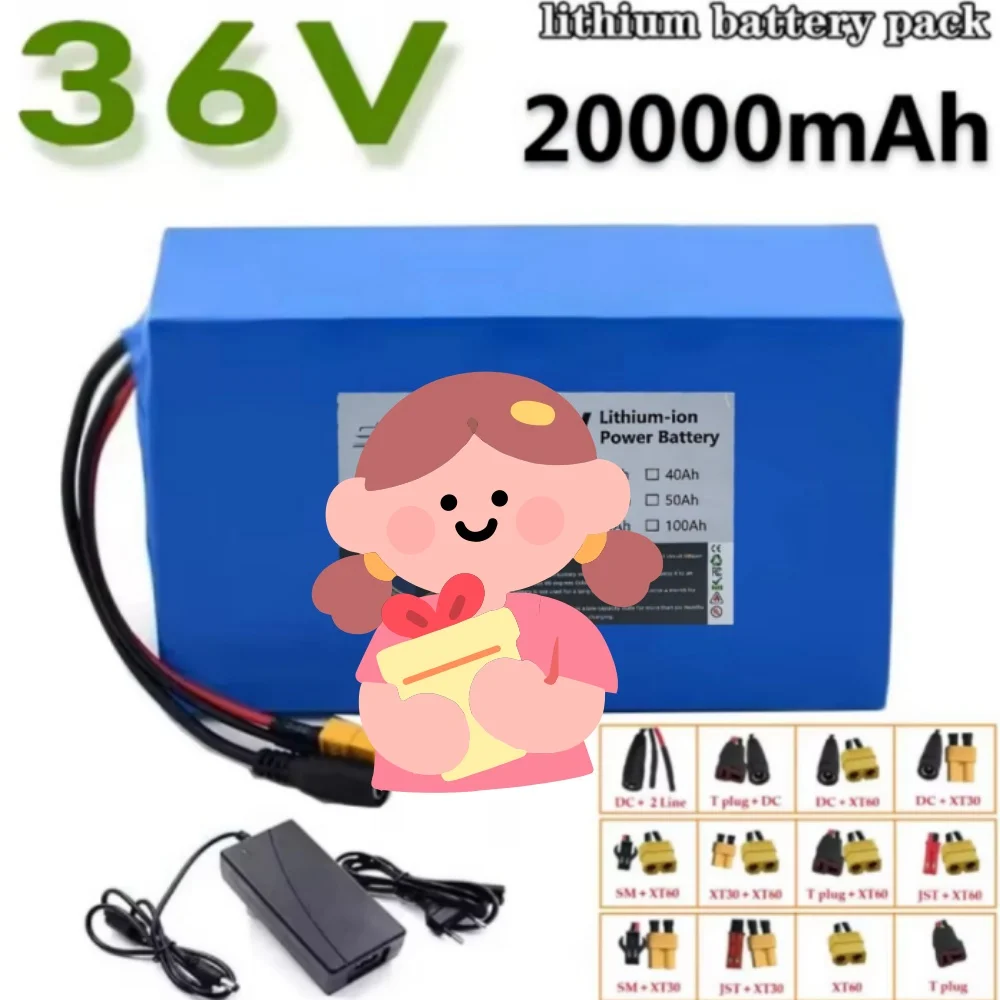 Original 36V 20Ah 1000W High-Power Lithium-Ion Battery for Electric Vehicles 10S5P 18650 with Integrated BMS Protection