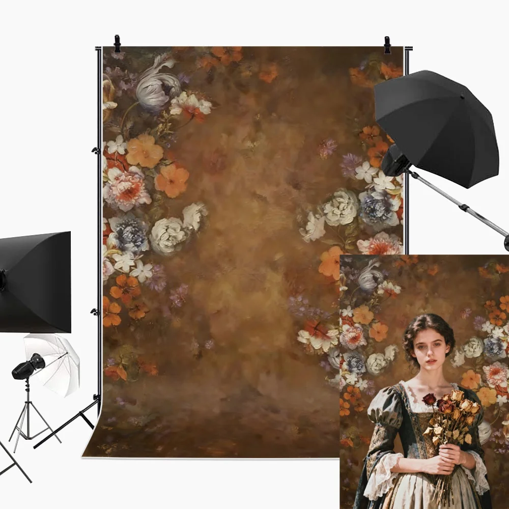 Vintage Scenery Photography Background Oil Painting Flowers Abstract Texture Kids Birthday Adult Portrait Backdrop Photo Studio