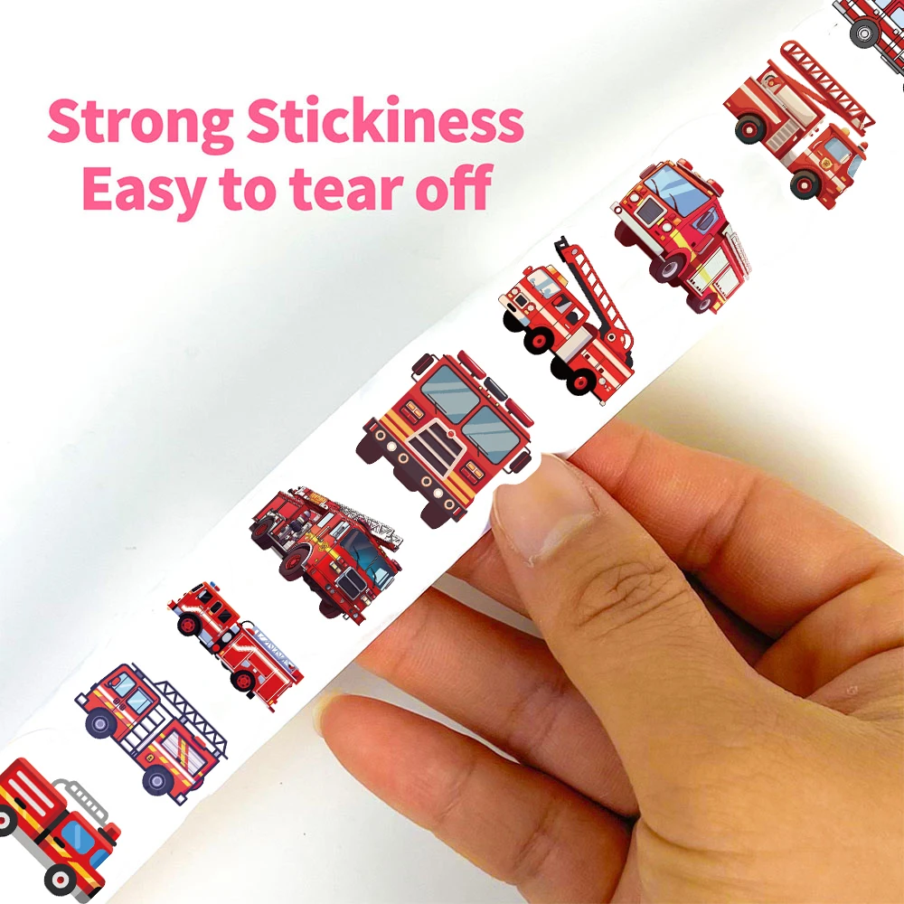 500PCS Fire Engine Roll Sticker Harajuku Laptop Bicycle Phone Paper Casual Luggage Coffee Gift Stationery Waterproof Stickers