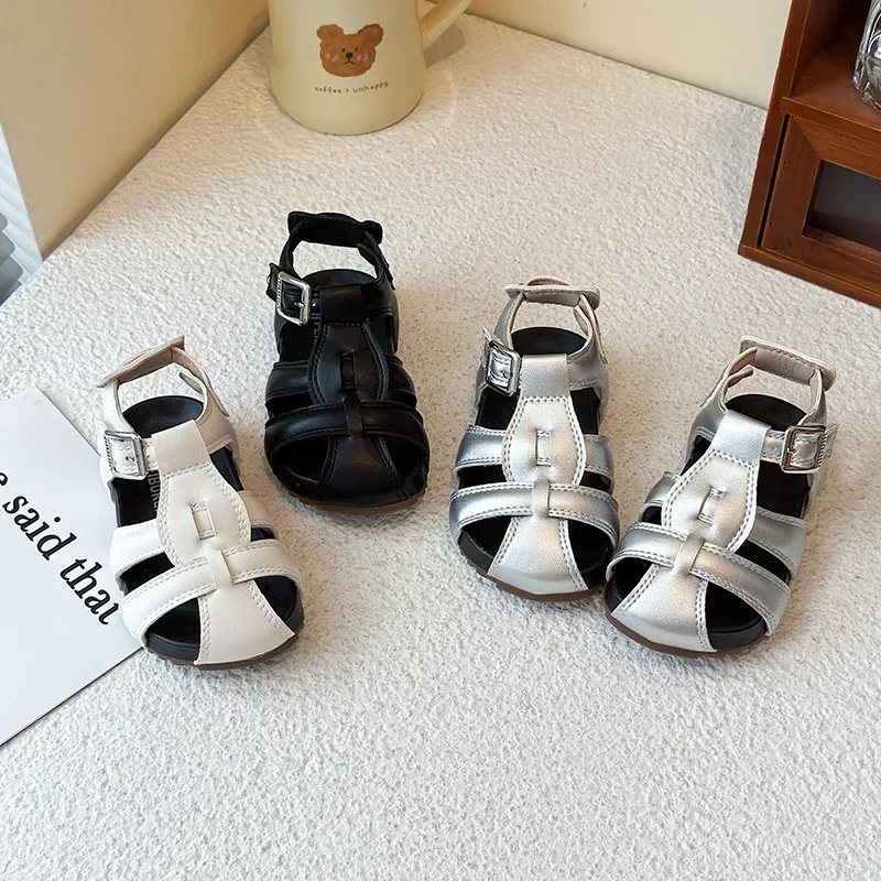 

2025 Summer New Fashion Children's Girls' Sandals Non slip Soft Bottom Versatile Beach Shoes Comfortable Baotou Sandals