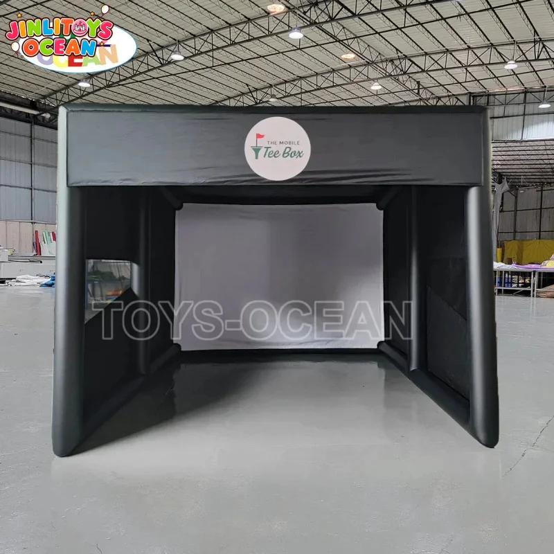 Customized Luxury Mobile Inflatable Golf Simulator Enclosure with Projector Holder and air Pump
