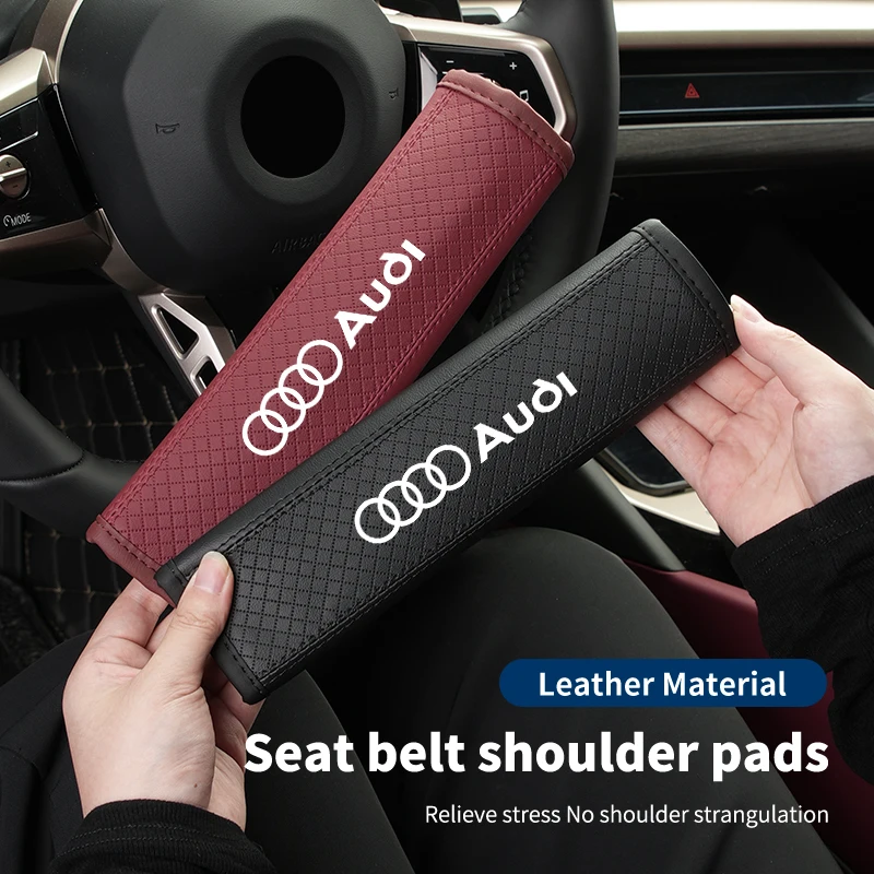 

Car Leather Safety Belt Shoulder Cover Seat belt Seat Belt Padding Pad For Audi Sline A3 A4 RS5 A6 A7 A8 Q2 Q3 Q5 Q7 Q8 Quattr