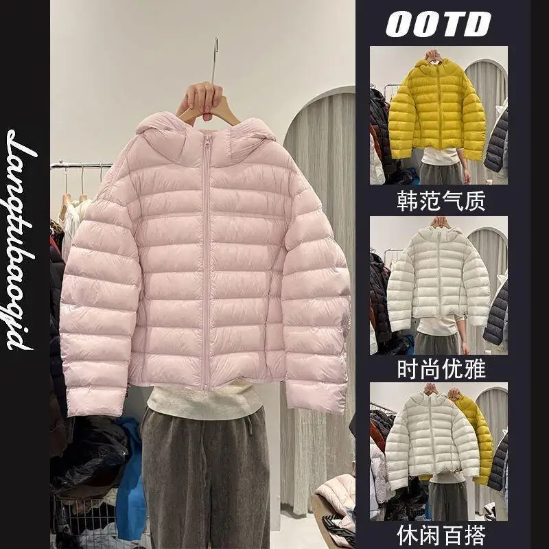 2025年冬新作 女性用コットン服 レディース ショート丈 ルーズトップス 軽量 通勤ジャケット カジュアル フード付きコットンジャケット