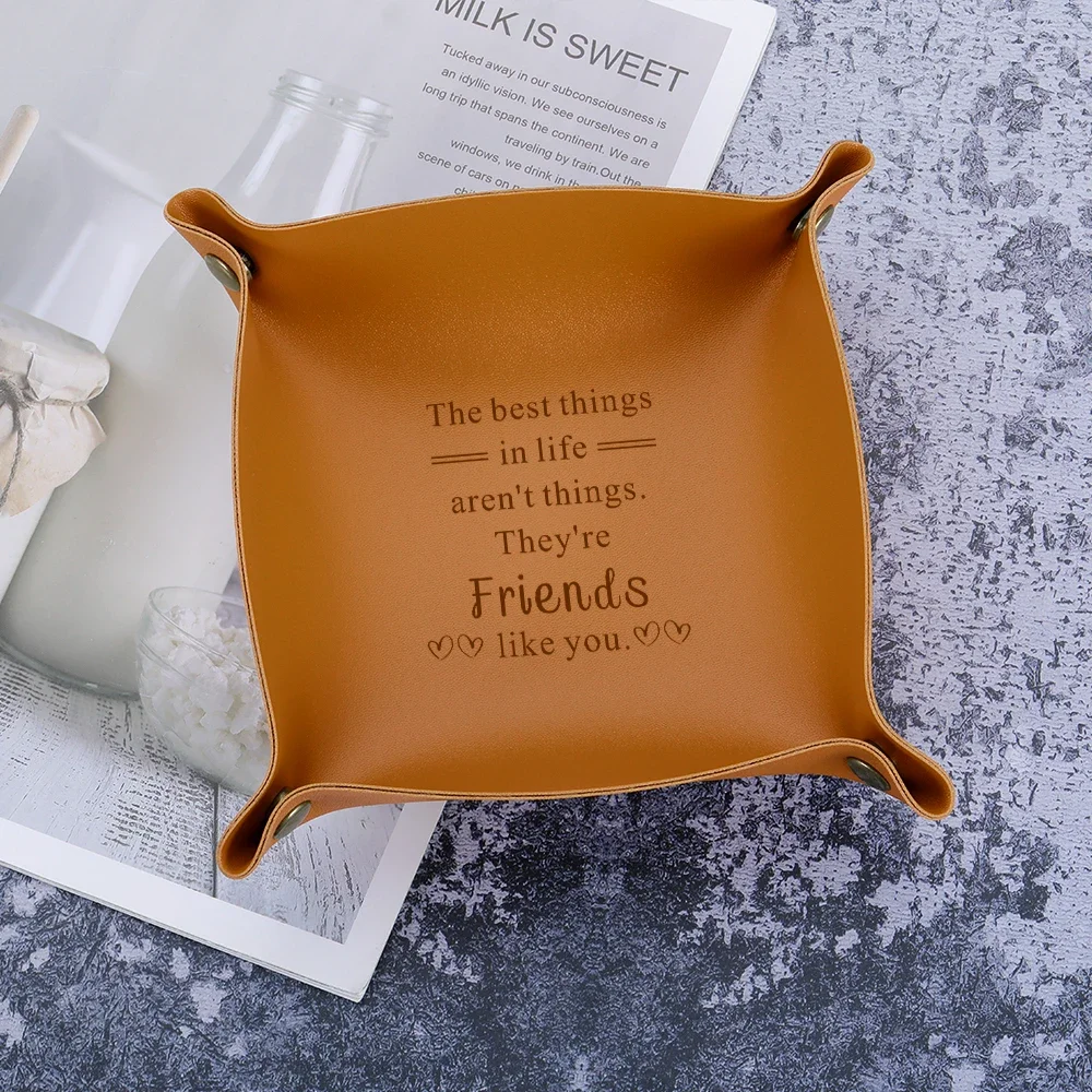 

Leather Jewelry Tray for Best Friend Small Catchall Travel Dish Friendship Birthday Gifts Home Decor Trinket Tray for Women Man