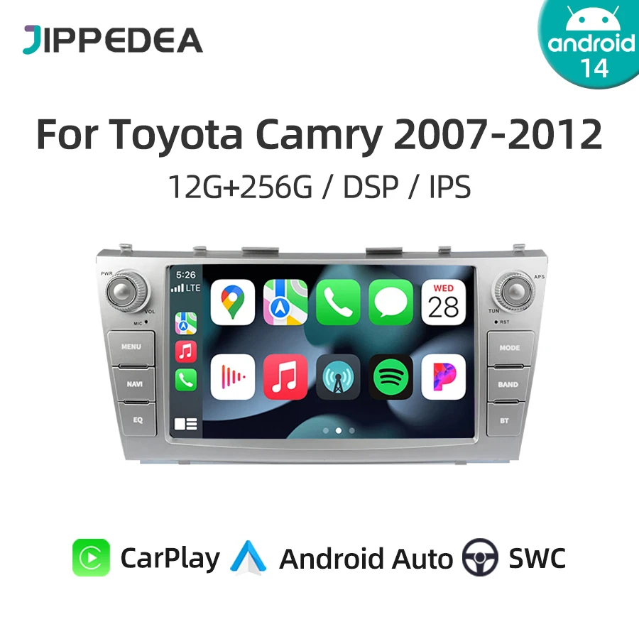 

Android 14.0 RDS Car Radio For Toyota Camry XV40 Aurion 2007-2012 CarPlay GPS Navigation 4G WiFi Bluetooth Car Multimedia Player