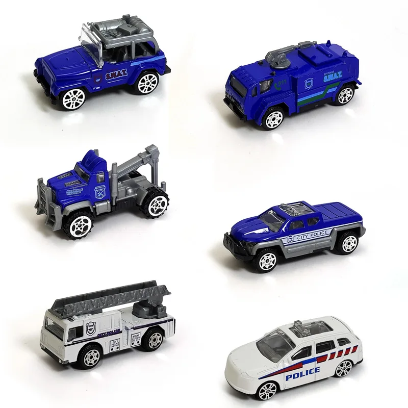 Kids Puzzle Toys New Mini Alloy Engineering Vehicle Toys Model Simulation Police Car Fire Engine Truck Series Pull Back Car Toys