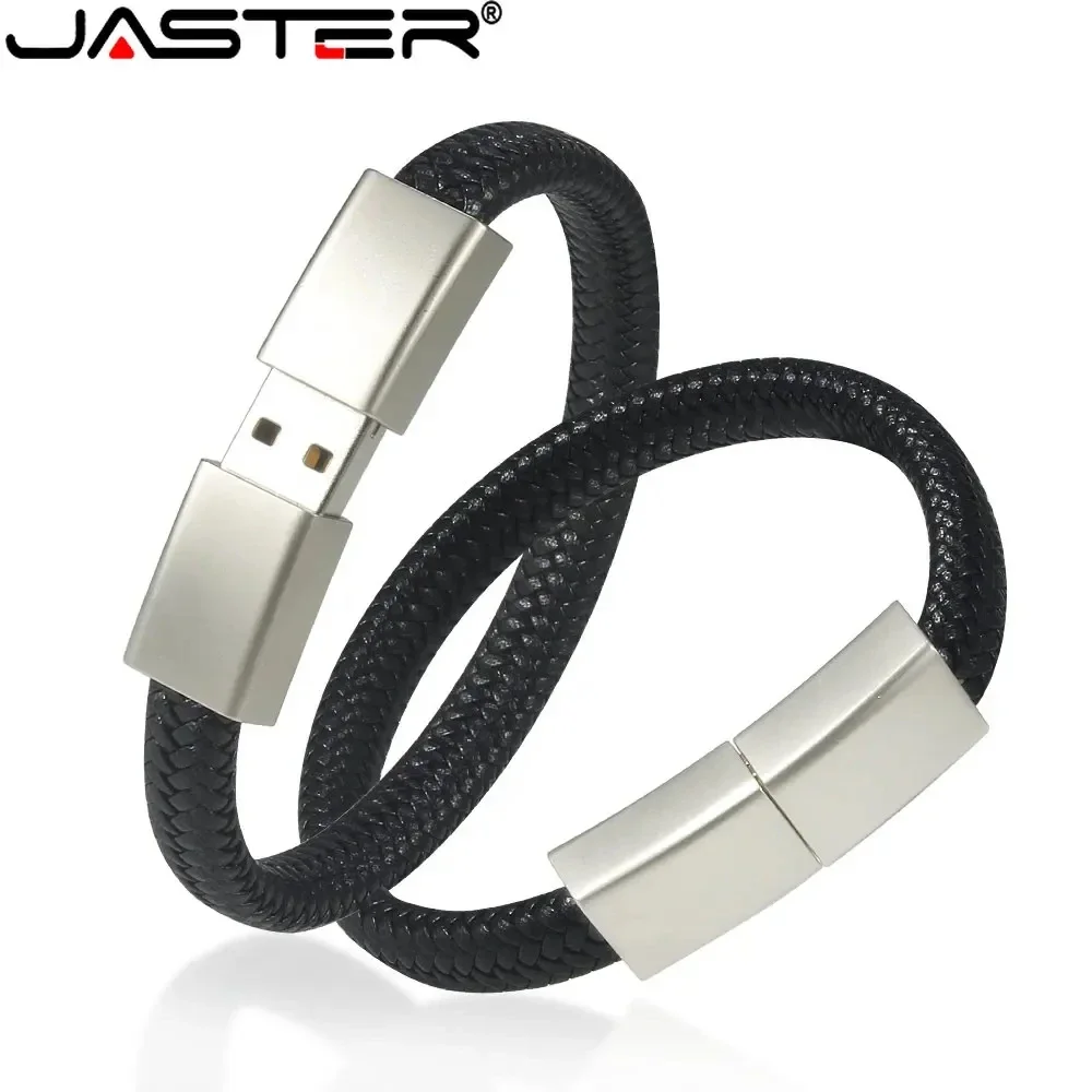 JASTER Metal USB Flash Drive New Black 64GB Bracelet Pen Drive 32GB Free Engraved Name Logo 8GB Convenient Creative Memory Stick