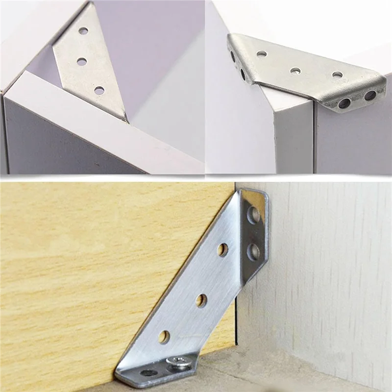 

ABWP-Furniture Corner Connector 30Pcs Metal Angle Brackets For Wood Furniture With Nails Screwdriver Stainless Steel