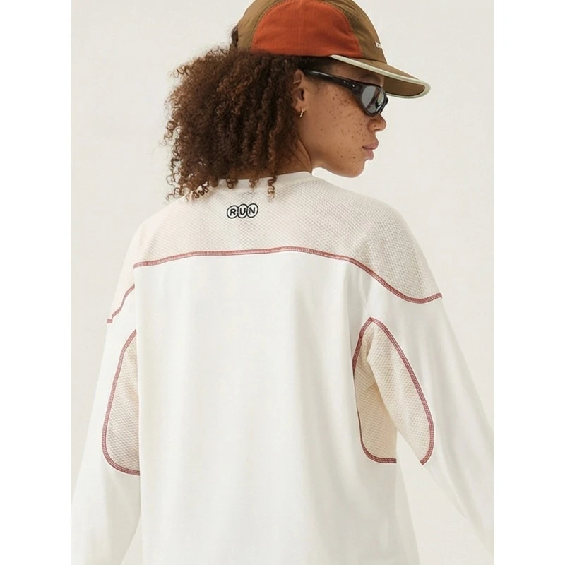 Zoned Cooling & Cool-Touch High-Stretch Long-Sleeve Top for Spring/Summer Unisex Patchwork Design.