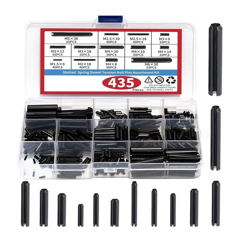 

VEHO-Expansion Spring Pins& Slotted Tension Pins-Split Dowel Assortment-435-Piece Roll Pin Kit