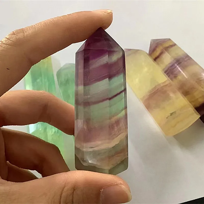 نقطة عصا الفلوريت من الكوارتز الطبيعي ، برج الكريستال عالي الجودة ، ديكور المنزل #3