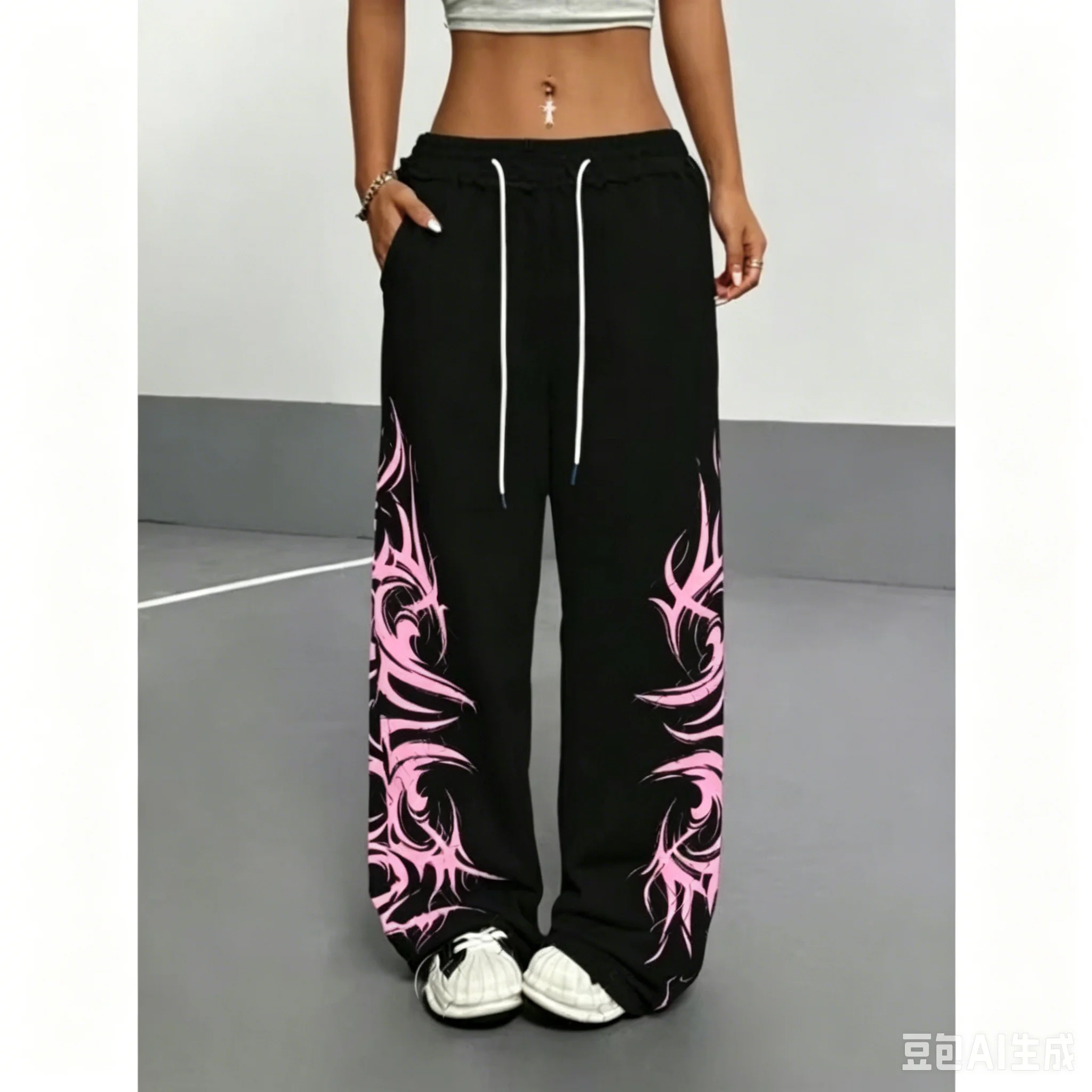 26 Y2K Retro Harajuku Fashion Print Muster Jogginghosen für Männer, Frauen und Kinder, locker, trendig, lässig, bequem, strapazierfähig, Outdoor-Hosen in Grau – Detail 6