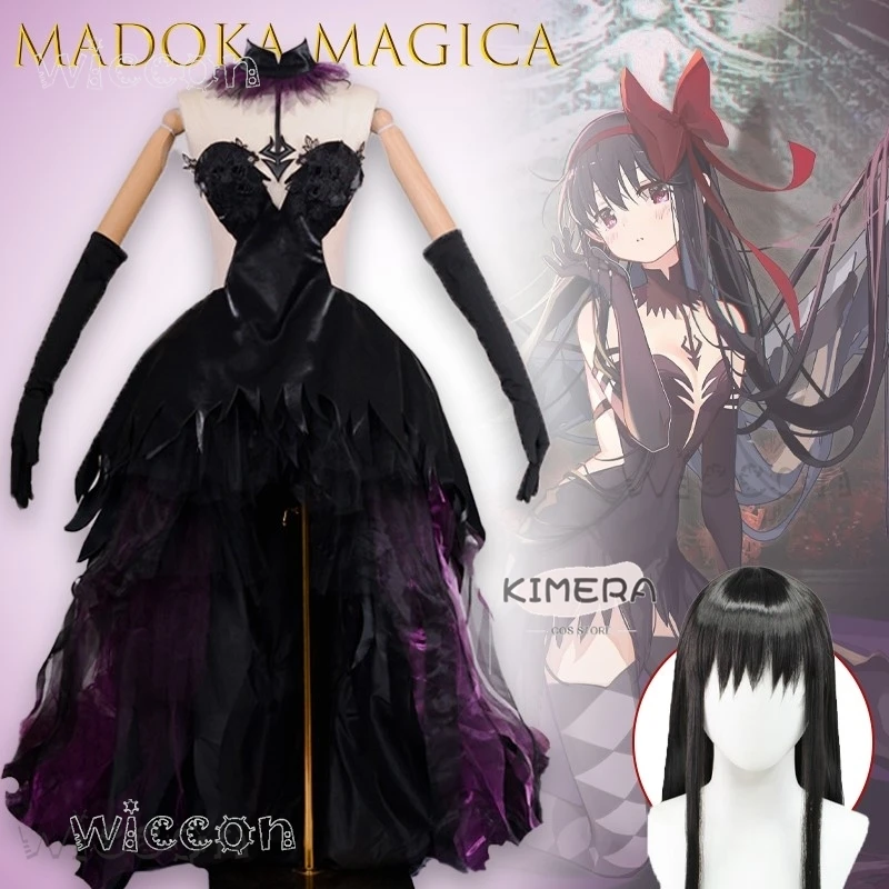 Mad okaMa gica Akemi Homura Cosplay Costume diable forme transcendente robe de combat Cosplay Costume uniformes de combat perruque chaussettes