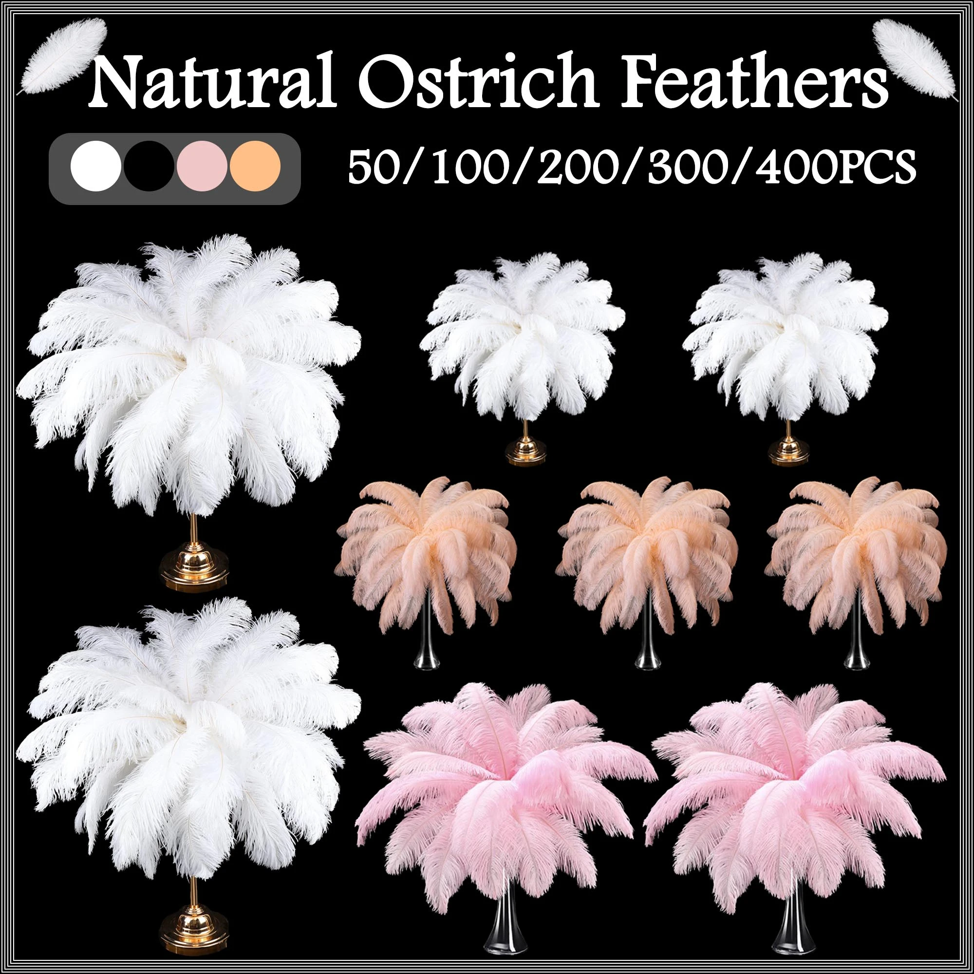 

100-400PCS Natural White Ostrich Feathers Bulk Large Ostrich Plumes Wedding Party Table Centerpiece Home Decor DIY Crafts Vase