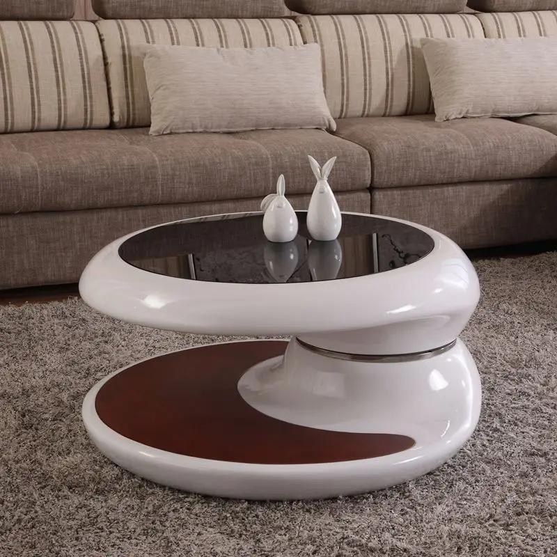 YY Rotating Coffee Table Tempered Glass Simplicity Fashion Modern Creative Small Apartment