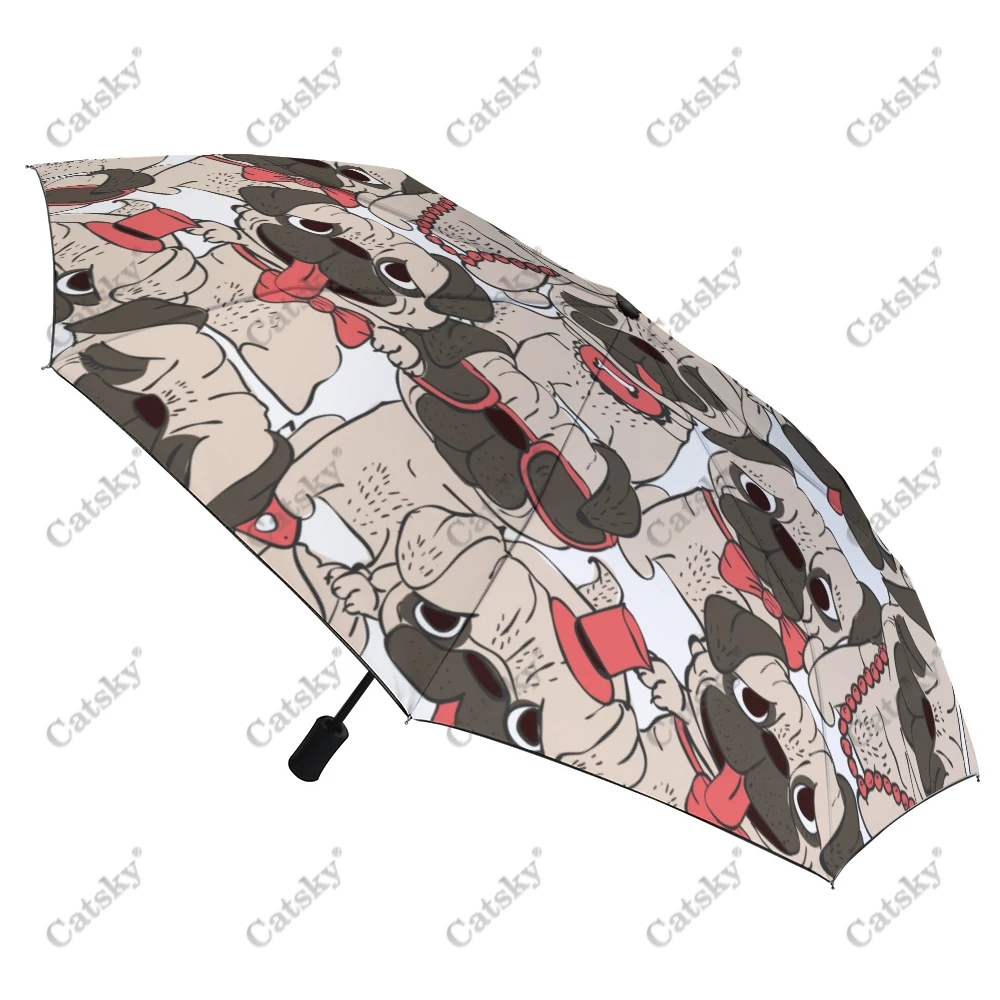 Dogs Seamless Pattern Wo Folding Umbrella Windproof Sunscreen  UV Protection Fashion Portable Gift Travel Outdoor Umbrellas