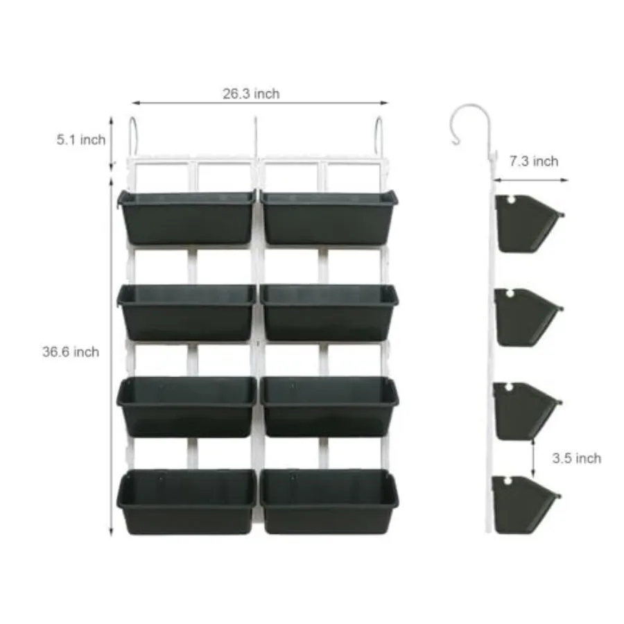 Vertical Garden Wall Planter Stand For Indoor Outdoor Use, Metal, Black, 4-Tier Elevated Design With Drainage Columns For Decks