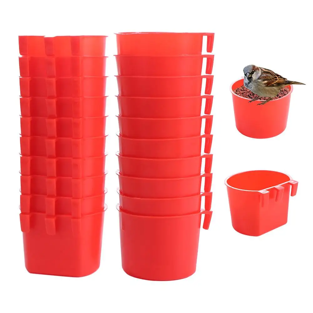 

20pcs Plastic Poultry Coop Feeder with Hook Hanging Chickens Rabbit Feeders Water Drinker Feeders Feeder Cage Cups Watering