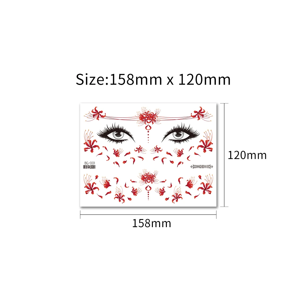 Glitter Powder Flower Butterfly Tattoo Stickers Temporary Waterproof Eyes Face Festivals Body Art Fake Tattoos Women Cosmetics