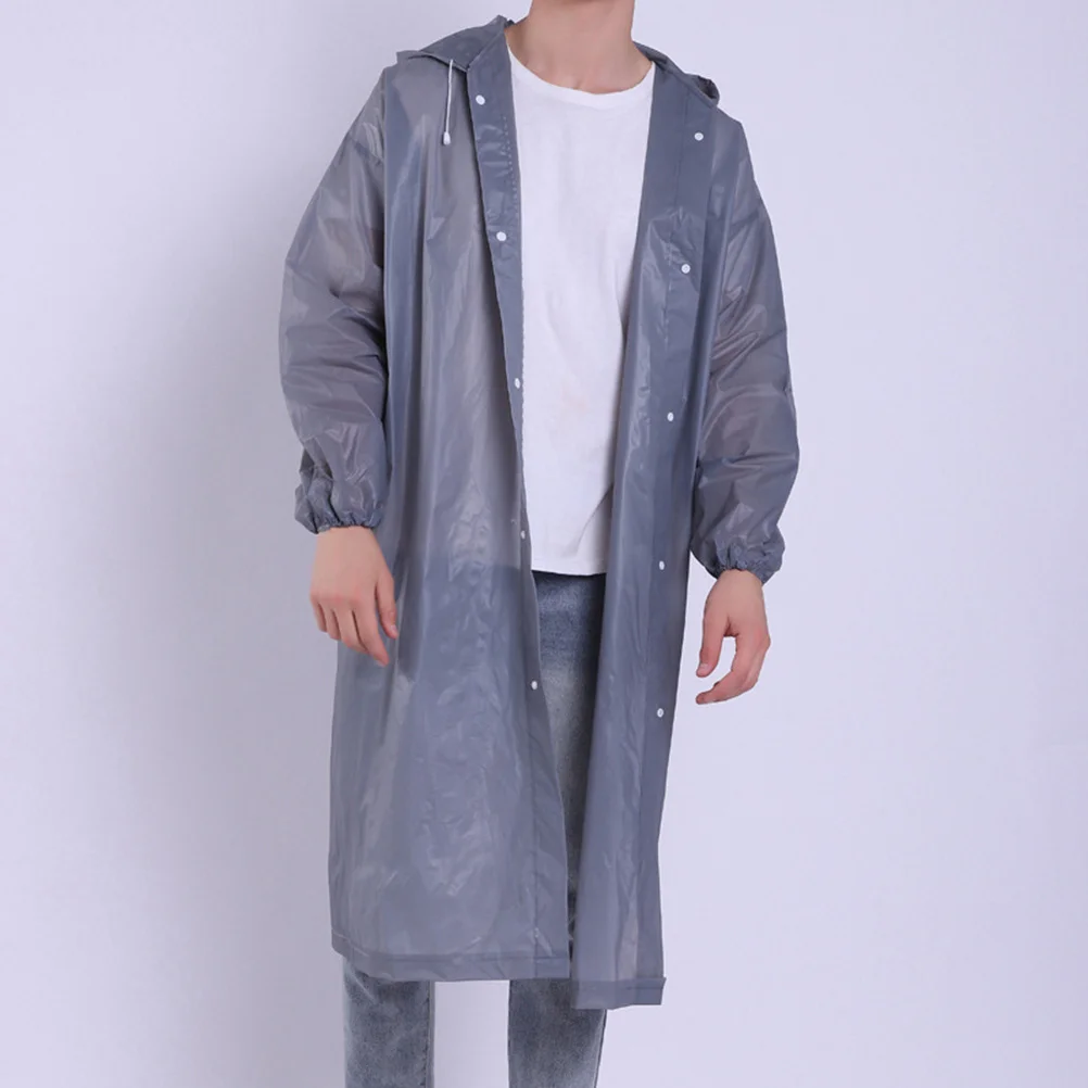 

1pcs Eva Eco-Friendly Raincoat Grey Reusable Waterproof Hooded Rain Poncho For Adults Portable Lightweight Outdoor Camping