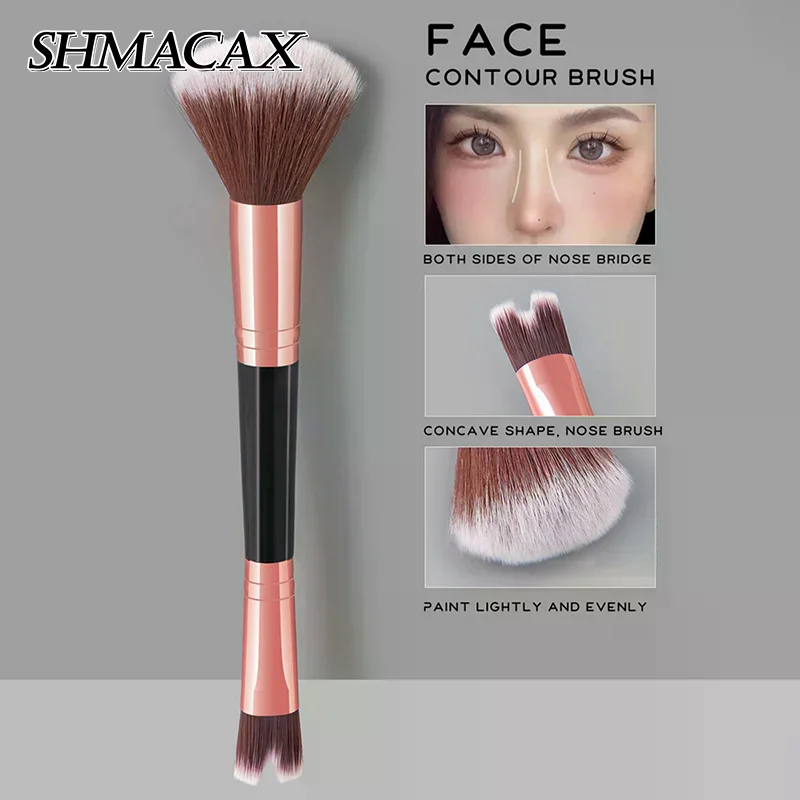 Nose Contour U-Shaped Makeup Brush Dual-End Nose Shadow Foundation Highlighter Brush Blush Brush Face Beauty Cosmetics Tools