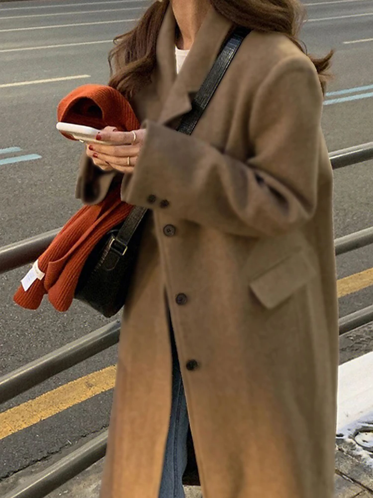

Retro Vaion Sle Woolen Coat Women's Mid-Length 2026 New Small Size Camel Color Women's Autumn Winter Woolen Coat