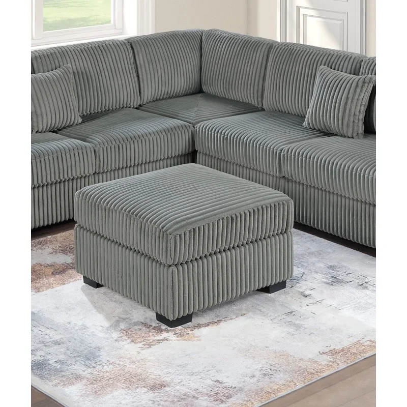 غرفة المعيشة سروال قصير منجد الدخان 4 قطعة مجموعة الاقسام RAF/LAF مقعد واحد مع مقعد USB ، إسفين الزاوية ، وسادة كوكتيل عثمانية