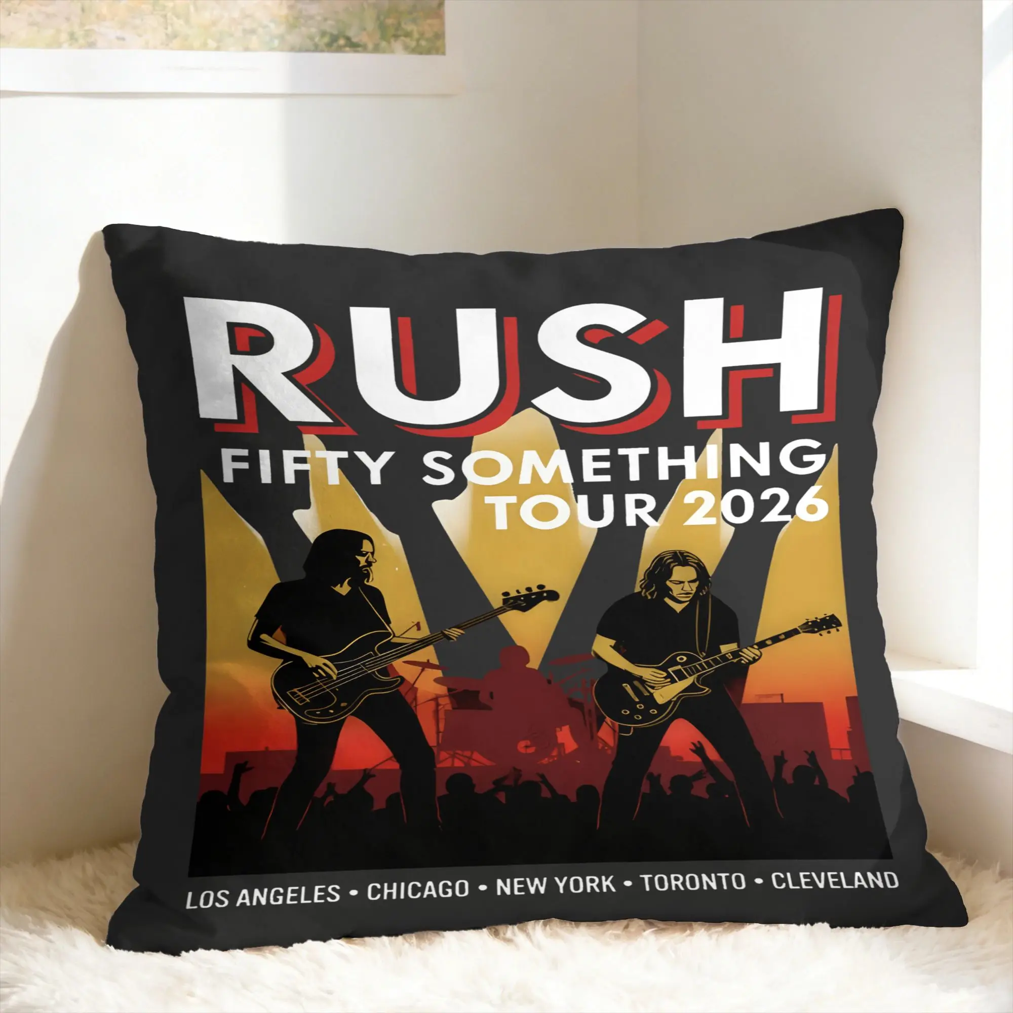 Rush Band Tour 2026 Pillow Cover  Print Cushion Cover Kawaii Pillow Case For Couch Sofa Bedroom