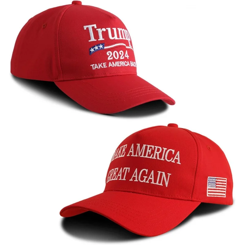 

2024 Hat Donald Trump Slogan with USA Flag Embroidered Adjustable Baseball Cap Ball Polo Trucker Fishing Hat for Men Women