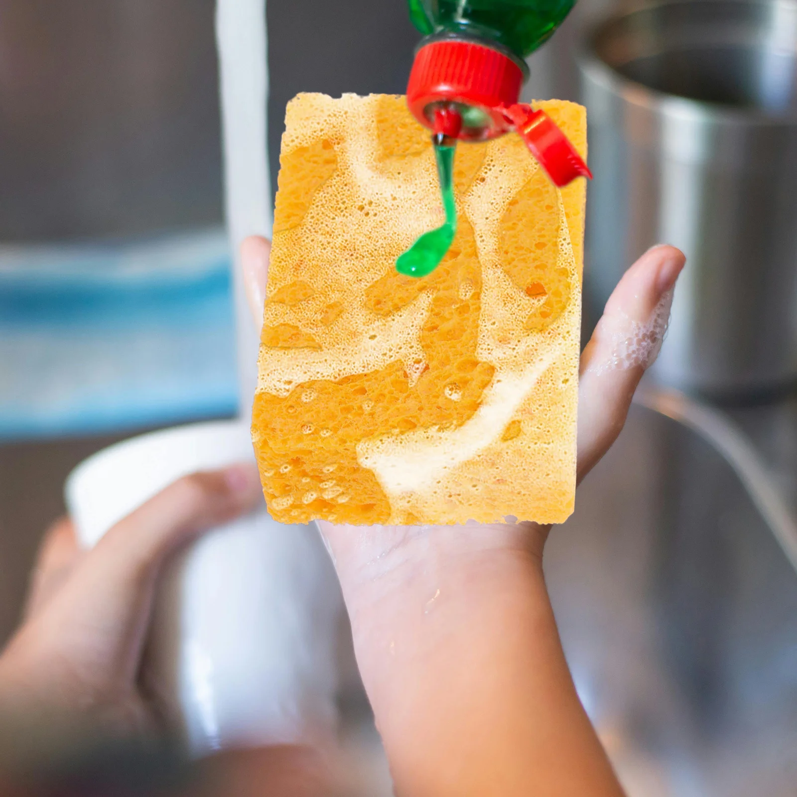 

Dish Scrubber Kitchen Cleaning Pad Thickened Wood Pulp Fiber Reusable Strong Water Absorption Sink Counters Pots Pans Non