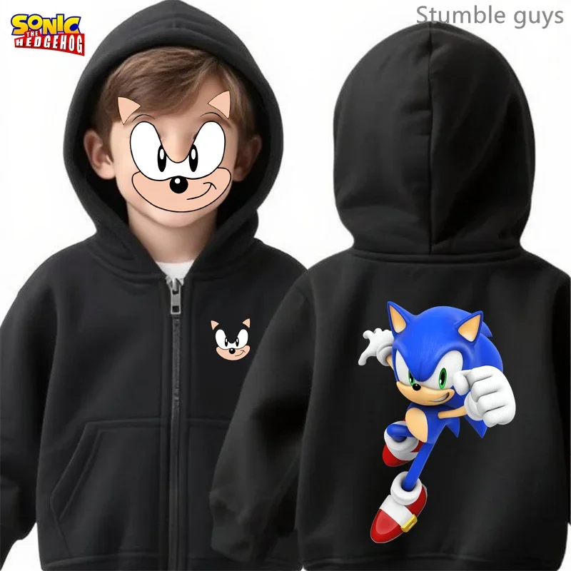 أطفال أنيمي سونيك الرمز البريدي هوديي ربيع الخريف لطيف الفتيان ملابس الفتيات ملابس رياضية مباراة السراويل #3